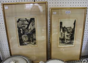 Two framed etchings, "Evesham" and "York" signed in pencil, framed mounted and glazed (2)