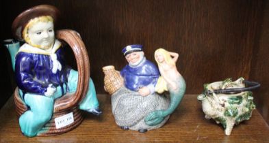 A "Royal Doulton" ceramic teapot "Old Salt" with Mermaid handle, together with a "W Broughton of Dou