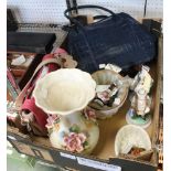 A box containing vintage items, to include handbags