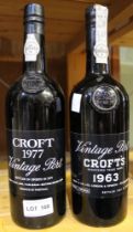 Croft vintage port 1977 & 1963, 2 bottles
