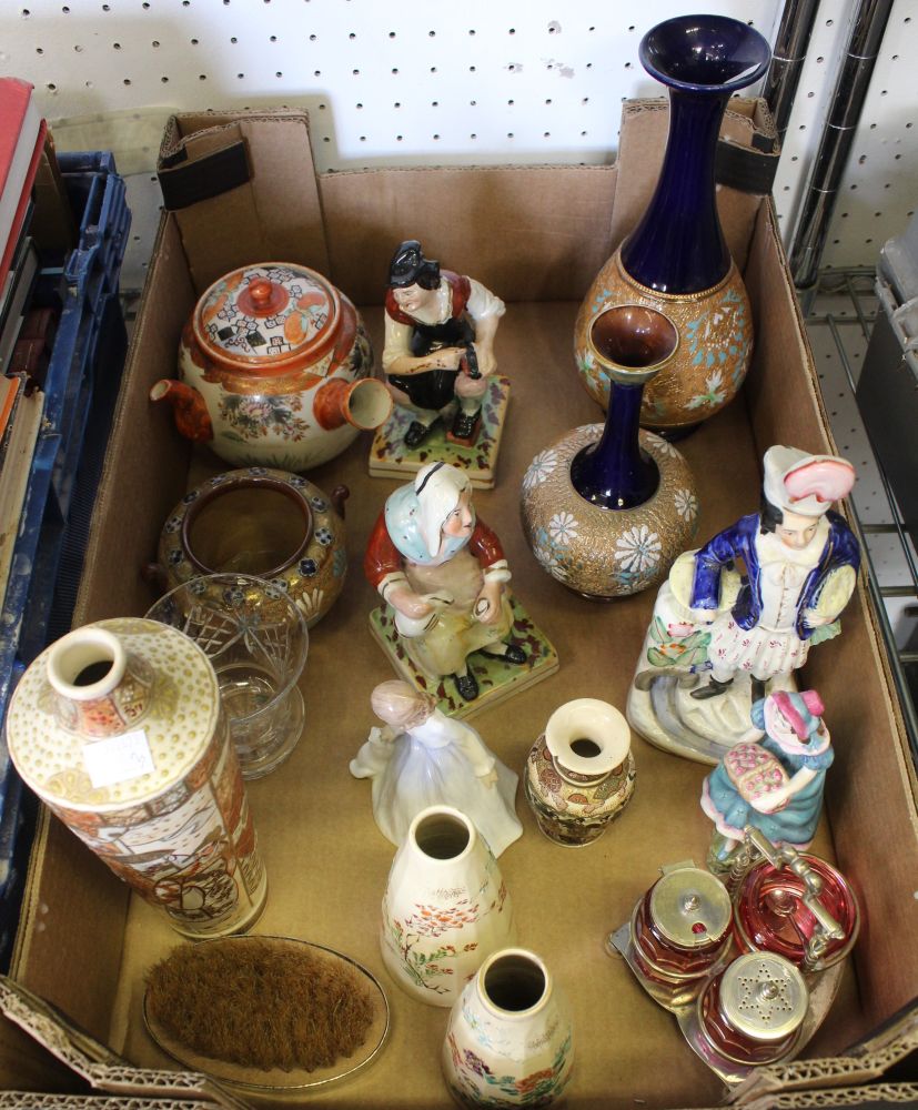 A box containing a good selection of china & porcelain, including Doulton vases, etc