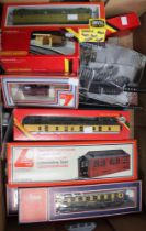 A box containing a number of model railway items, to include Horby, Airfix, etc