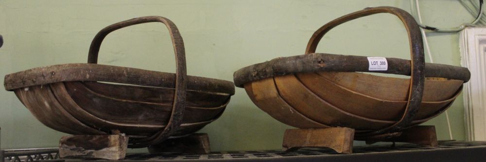 Two vintage garden trugs