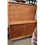 Herbert E Gibbs Ltd teak mid century fall front bureau over cupboard with two sliding doors