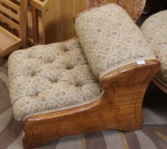An Edwardian satin wood framed floral upholstered footstool