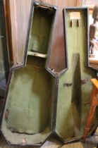 A 19th century wooden cello carrying case bearing the makers label G Withers and co