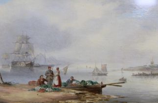 Edward William Cooke RA (1811-1880) "Maritime Scene", to the foreground, the row boat from a sailing