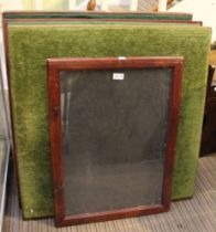 Three folding card tables and a framed notice board