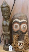 A mid-century African carved figure & mask