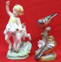 A Royal Worcester bone china figure "April" No 3416, modelled by F.G.Doughty, together with "Chaffin