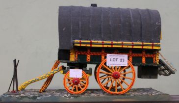 A scratch built bow top model of a gypsy caravan