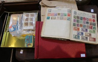 A quantity of GB and world stamps, includes albums and loose, the first page of the Lancaster red al