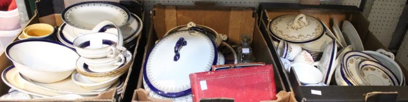 Three tray boxes containing a wide selection of ceramic dinner wares various