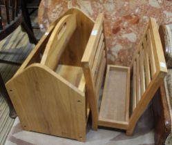 Two modern beech wood magazine racks