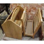 Two modern beech wood magazine racks