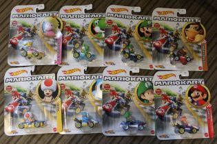 A set of eight Hot Wheels Mariokart vehicles, in blister packs (8)