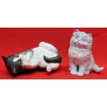 Two "Royal Worcester" ceramic kittens, a "Black and White" and a "Blue Prussian" (2)