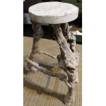 A primitive folk art tree root stool / lamp table