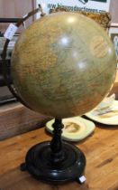 A Philips 12" terrestrial globe, Browne & Nolan, Dublin, c.1900, on ebonised stand