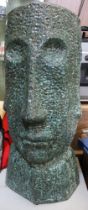 A stone effect glazed Easter Island head standing 68 cm high