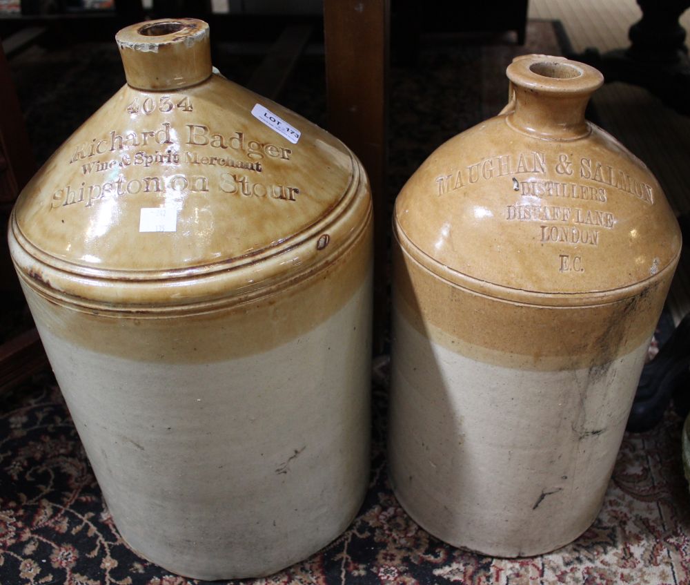 Two large stoneware flagons one originated in Shipston and the other London