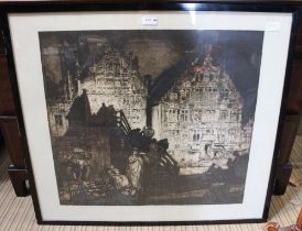 Frank Brangwyn (1867-1956) "Old Houses (Ghent)" etching, signed in pencil to the margin, bottom righ