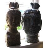 Two plaster ornaments in the form of Oriental heads