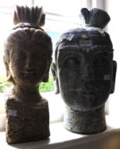 Two plaster ornaments in the form of Oriental heads