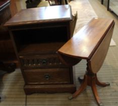 A pedestal drop leaf coffee table and an Old Charm bedside chest of two drawers (2)