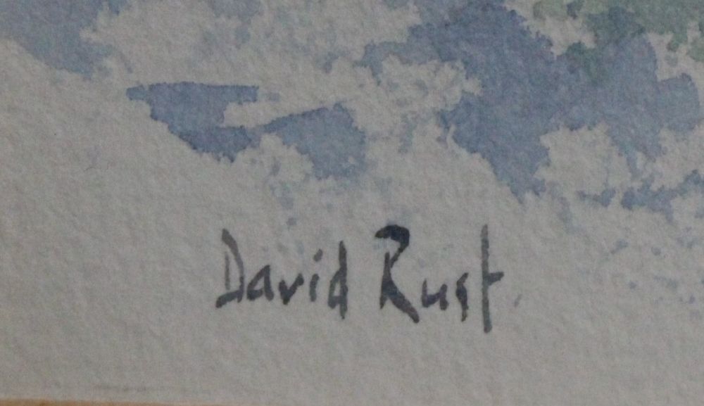 David Rust (c.1940) "Incoming Tide", Cornwall, watercolour, signed, 13cm x 26cm (David Rust, Cornish - Image 3 of 4