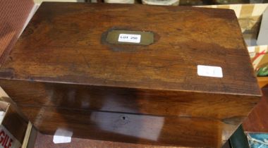 A 19th century mahogany jewellery box, with brass label "Sarl & sons Goldsmiths & Jewellers London"