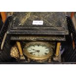 A tin 'slate' mantel clock