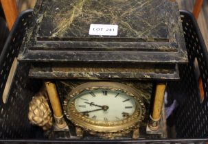 A tin 'slate' mantel clock