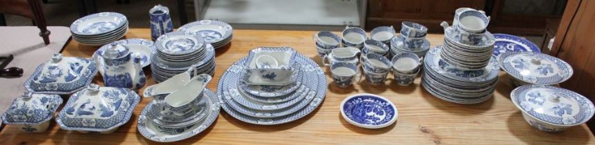 A large quantity of blue and white china table & tea ware