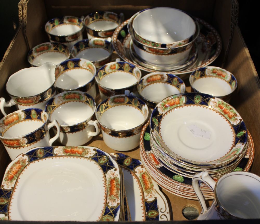 A box containing a good selection of Wellington china tea and dinner wares