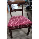 Six William IV style mahogany chairs with red upholstered seats