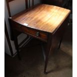 A Victorian mahogany twin flap tea table on X-stretcher with single drawer