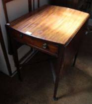 A Victorian mahogany twin flap tea table on X-stretcher with single drawer