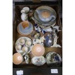 A box containing a good selection of vintage china, porcelain including some Poole pottery