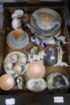 A box containing a good selection of vintage china, porcelain including some Poole pottery