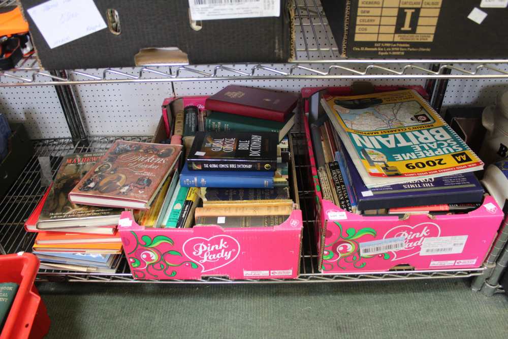 Two boxes containing a good selection of hard back and paper back books