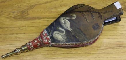 A pair of bellows, hand painted Swan decoration