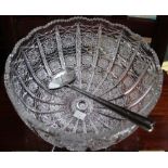 A heavy extensively cut crystal glass salad bowl 28cm diameter together with a pair of mid century s