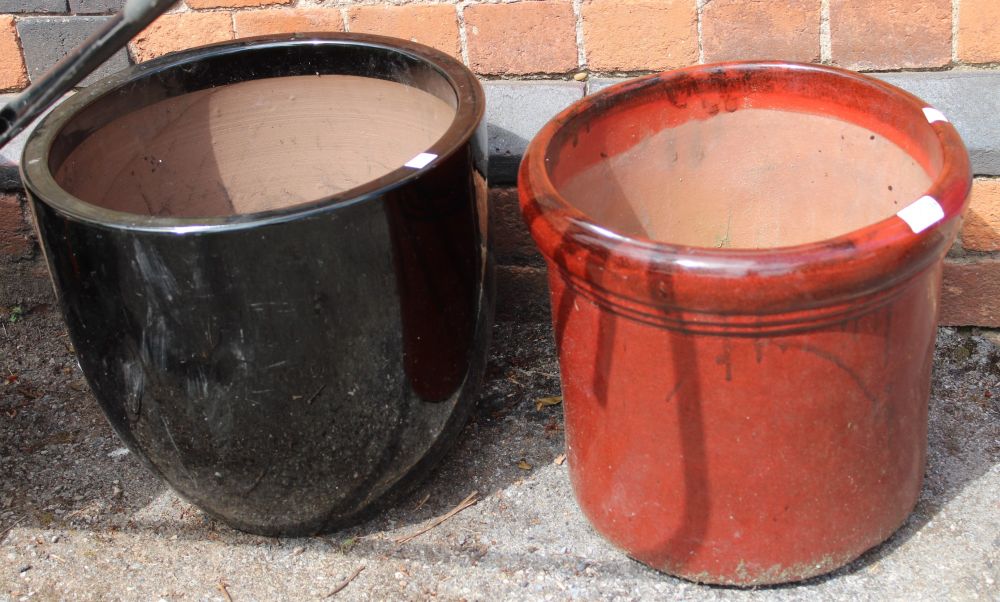 Two Glazed Garden Pot Planters