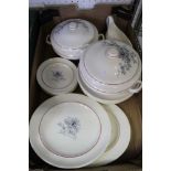 A box containing a selection of Copeland Spode dinner wares including tureens