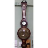 A 19th century mahogany case barometer / thermometer by A. Maspoli Hull