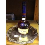 Courvoisier VS Cognac together with a silver tray, 1 bottle