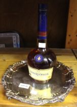 Courvoisier VS Cognac together with a silver tray, 1 bottle