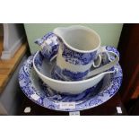 A quantity of Spode Italian pattern, including bowls, jugs and a miscellaneous blue and white sauce