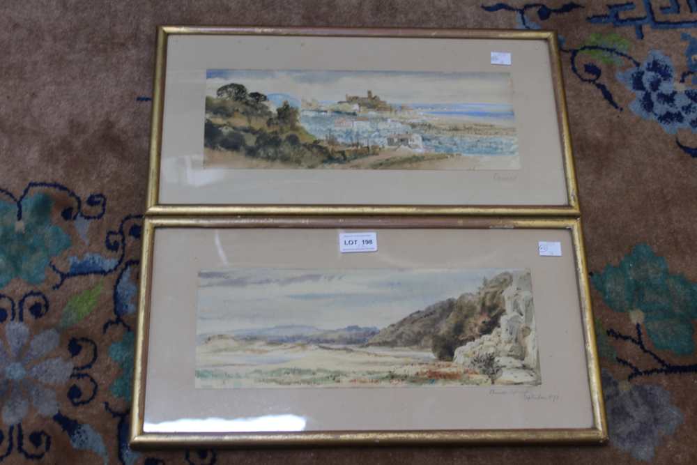 European school, "Cannes" watercolour painting, 13cm x 34cm, gilt framed and glazed together with a